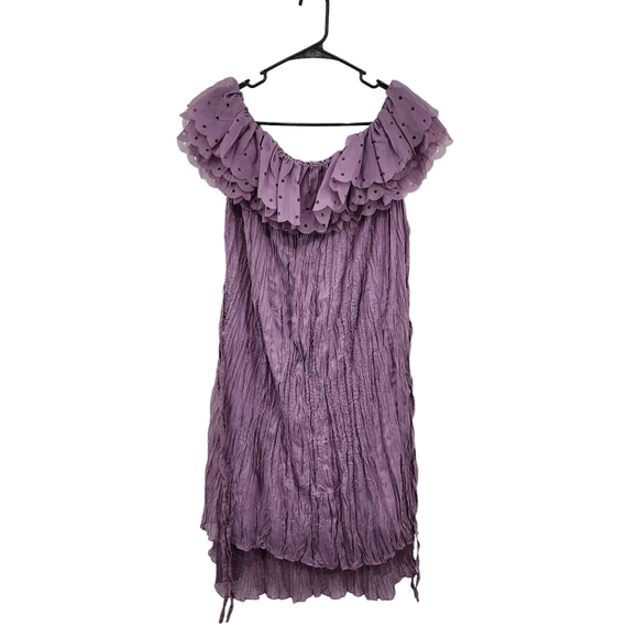 Pretty Angel Women's Silk Blend Lagenlook Off Shoulder Sheer Dress - Picture 1 of 8